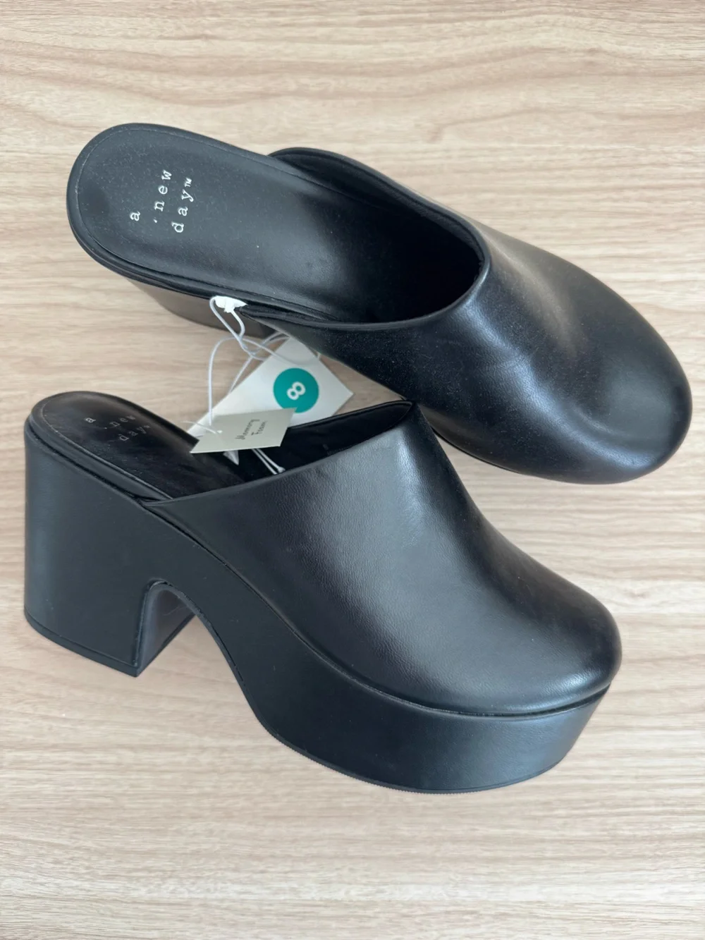 a new day Black Platform Mule Heels